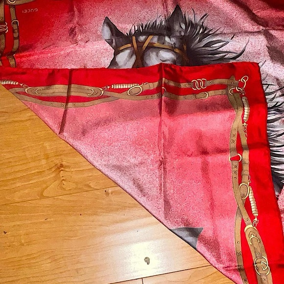 Authentic Vintage Gucci Rare Equestrian Motif GG Harness Border Silk Scarf - Picture 5 of 10